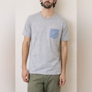 Marine Layer Re Spun Heather Gray Pocket Tee with Blue Pocket Size M/L